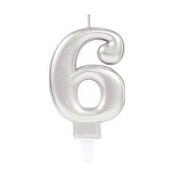 Number Silver, Silver numeral candle, cake candle number 6