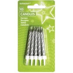 Couleur Argent, Lot de 10 Bougies Gâteau Argentées