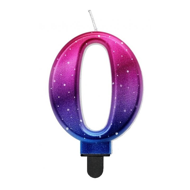 Number Night Sky Metallic Colorful number 0 birthday candle