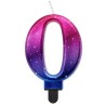 Number Night Sky Metallic Colorful number 0 birthday candle