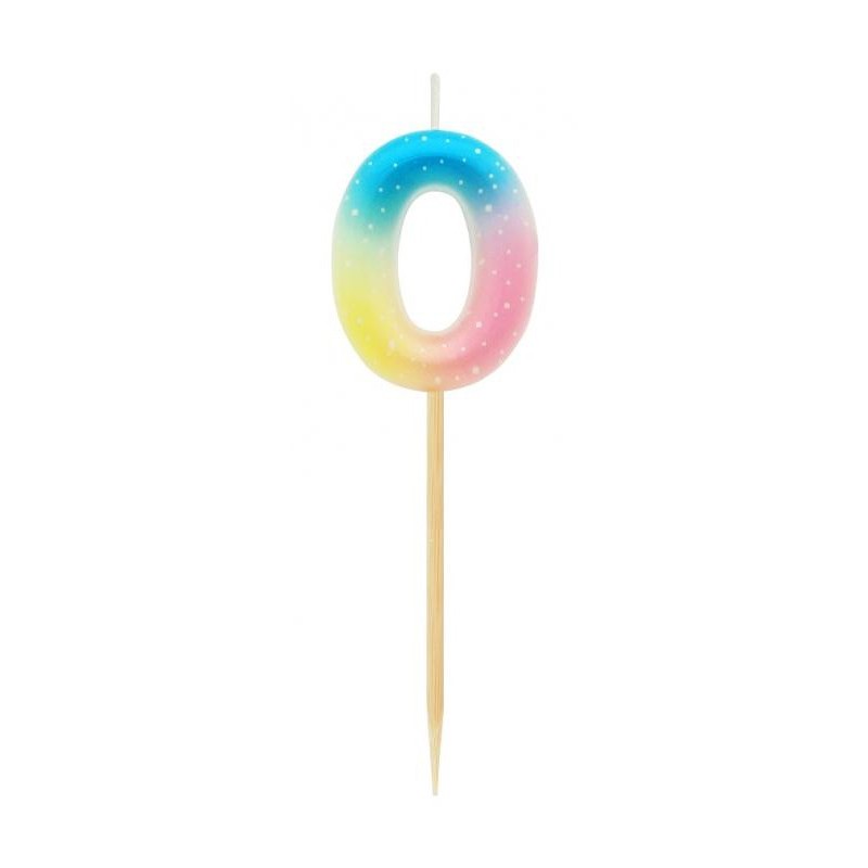 Number Pastel Ombre Colorful number 0 candle, birthday candle