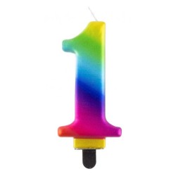 Number Galaxy Colorful number 1 candle, cake candle