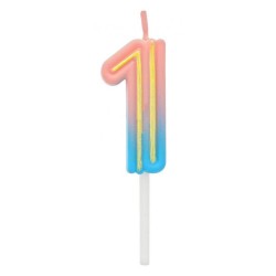 Number Neon Colorful number 1 candle, cake candle