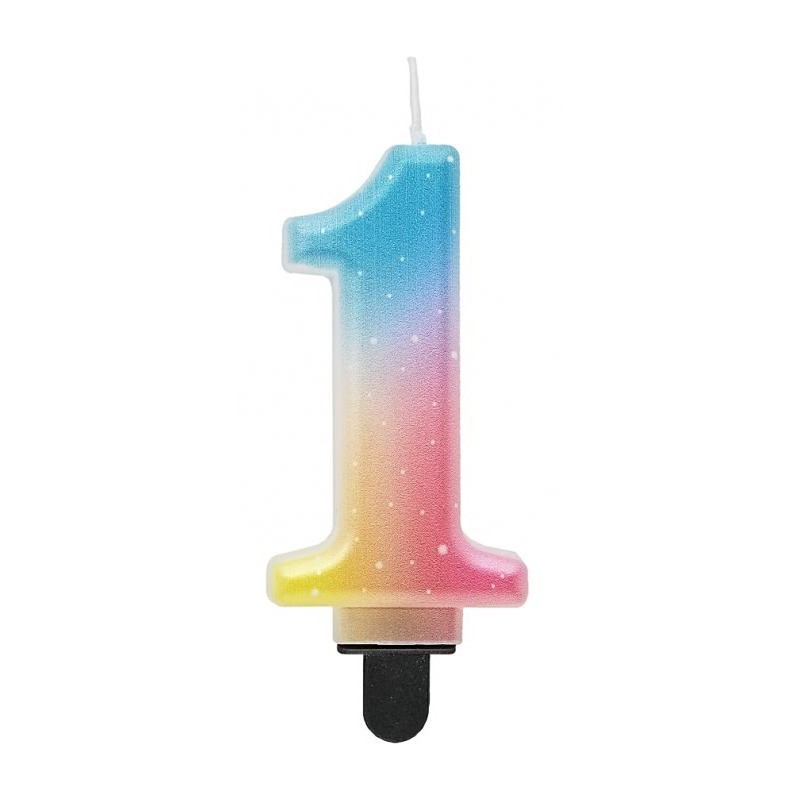 Number Pastel Ombre Colorful number 1 candle, cake candle