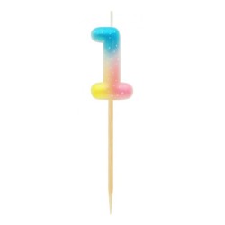 Number Pastel Ombre Colorful number 1 candle, birthday candle