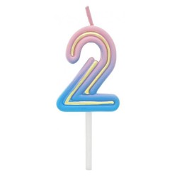 Number Neon Colorful number 2 candle, cake candle