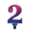 Number Night Sky Metallic Colorful number 2 candle, cake candle