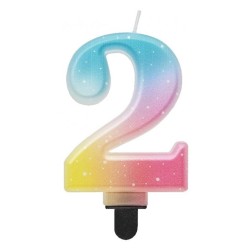 Number Pastel Ombre Colorful number 2 candle, cake candle