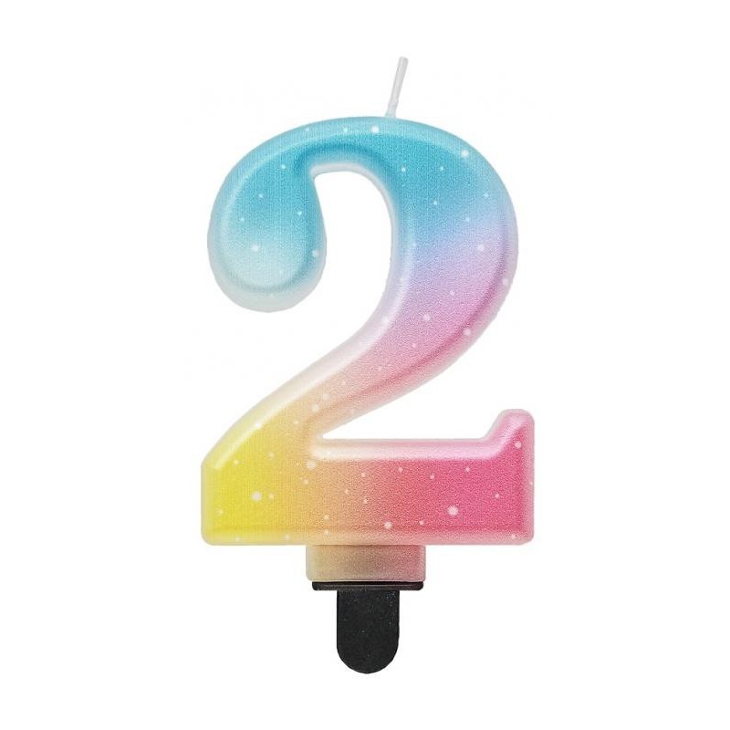 Number Pastel Ombre Colorful number 2 candle, cake candle