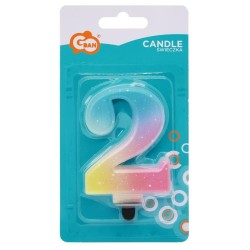 Number Pastel Ombre Colorful number 2 candle, cake candle