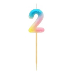 Number Pastel Ombre Colorful number 2 candle, birthday candle