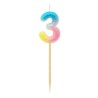 Number Pastel Ombre Colorful number 3 candle, birthday candle