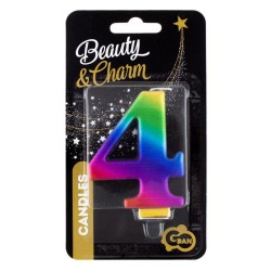 Number Galaxy Colorful number 4 cake candle