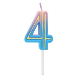 Number Neon Colorful number 4 candle, cake candle