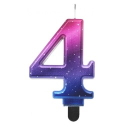 Number Night Sky Metallic Colorful number 4 birthday candle