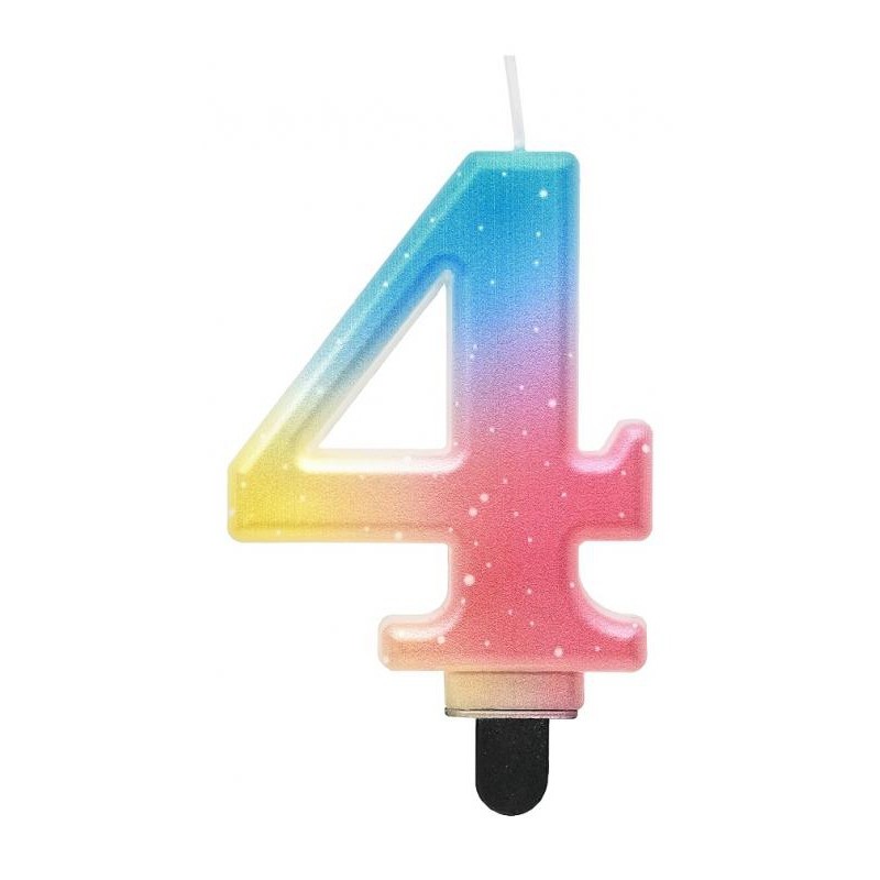 Number Pastel Ombre Colorful number 4 candle, cake candle