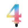 Number Pastel Ombre Colorful number 4 candle, cake candle