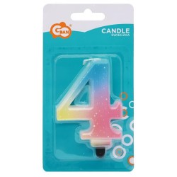 Number Pastel Ombre Colorful number 4 candle, cake candle