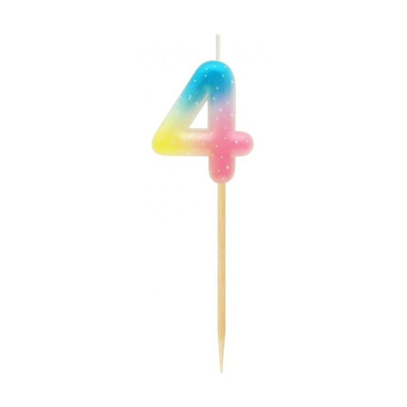 Number Pastel Ombre Colorful number 4 birthday candle, cake candle