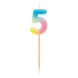 Number Pastel Ombre Colorful number 5 birthday candle, cake candle