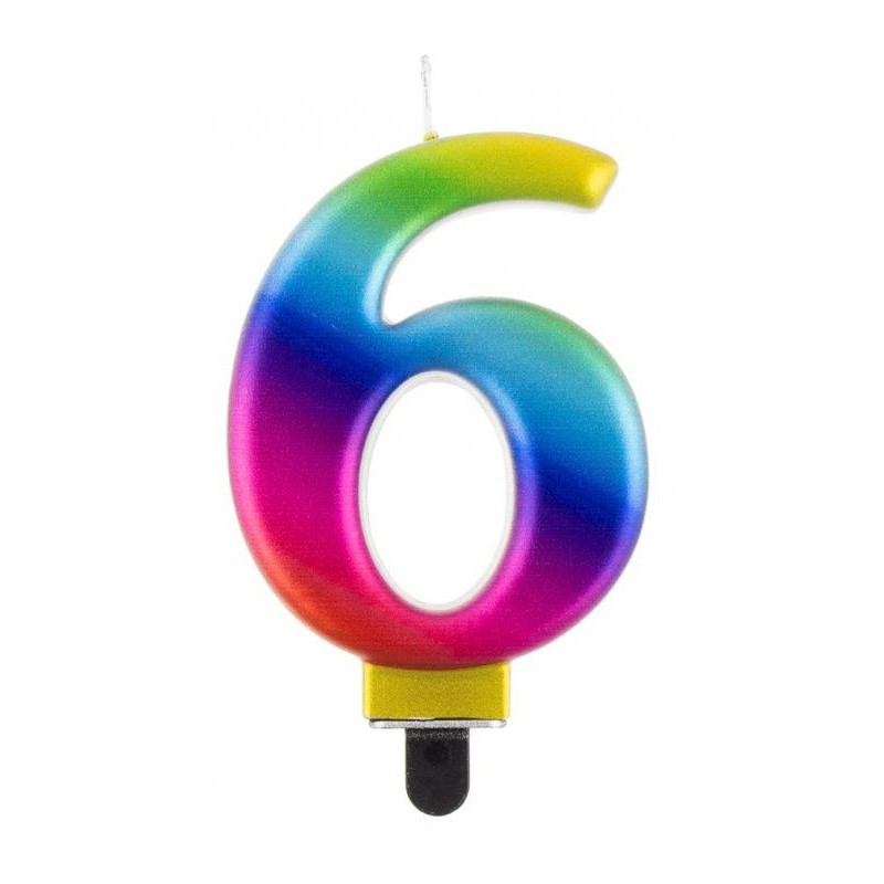 Number Galaxy Colorful number 6 candle, cake candle