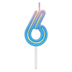 Number Neon Colorful number 6 candle, cake candle