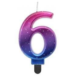 Number Night Sky Metallic Colored number 6 candle, birthday candle