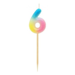 Number Pastel Ombre Colorful number 6 candle, birthday cake candle