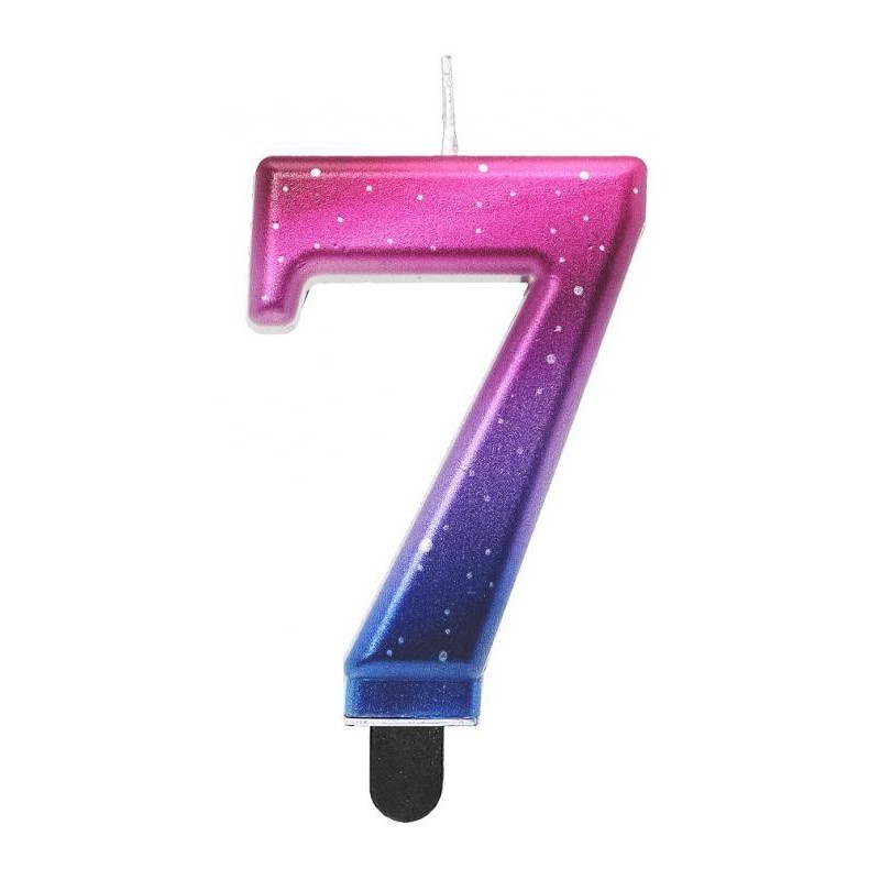 Number Night Sky Metallic Colorful number 7 candle, birthday candle