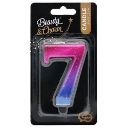 Number Night Sky Metallic Colorful number 7 candle, birthday candle