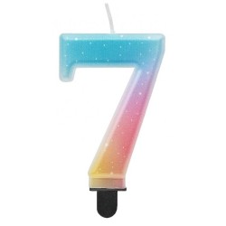 Number Pastel Ombre Colorful number 7 candle, cake candle