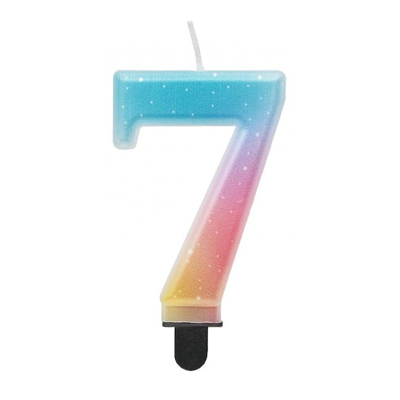 Number Pastel Ombre Colorful number 7 candle, cake candle