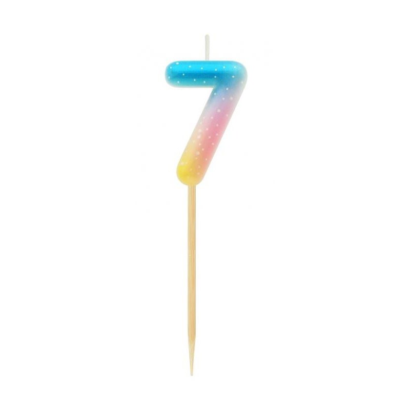 Number Pastel Ombre Colorful number 7 candle, cake candle