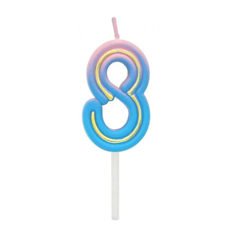 Number Neon Colorful number 8 candle, birthday candle