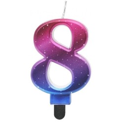 Number Night Sky Metallic Colorful number 8 candle, cake candle