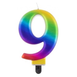 Number Galaxy Colorful number 9 birthday candle, cake candle