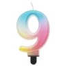 Number Pastel Ombre Colorful number 9 candle, birthday candle