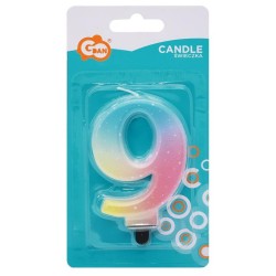 Number Pastel Ombre Colorful number 9 candle, birthday candle