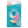 Number Pastel Ombre Colorful number 9 candle, birthday candle