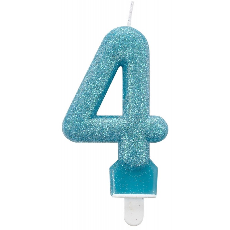 Colour glittery cake candle, number candle 4