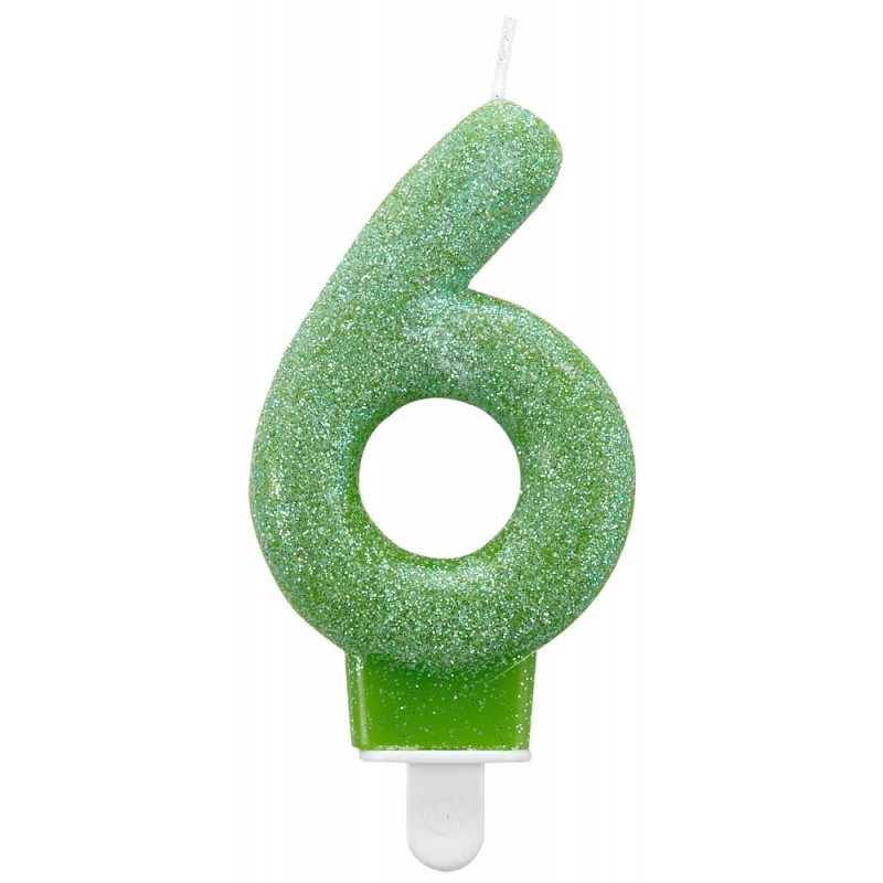 Colour glittering cake candle, number candle 6