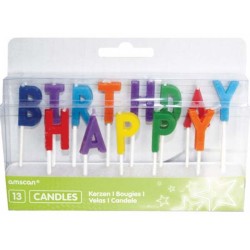 Coffret de bougies d'anniversaire colorées « Happy Birthday », 13 pièces