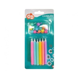 Colour Jumbo Neon cake candle, candle set 12 pcs