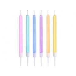 Bougie à gâteau couleur macaron métallisée, lot de 6 bougies