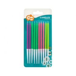 Bougies d'anniversaire Color Neon Mix, lot de bougies, 10 pièces