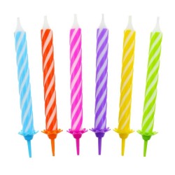 Colour Spiral birthday candle set, 12 pcs