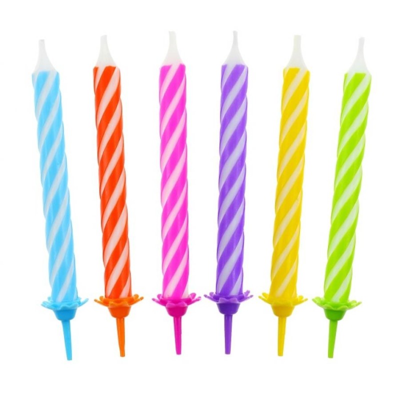 Colour Spiral birthday candle set, 12 pcs