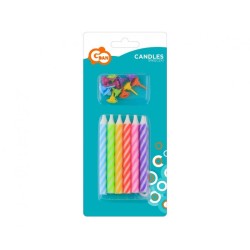 Colour Spiral birthday candle set, 12 pcs