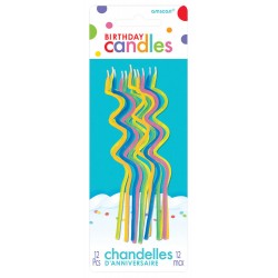 Colour spiral birthday candle set, 12 pcs