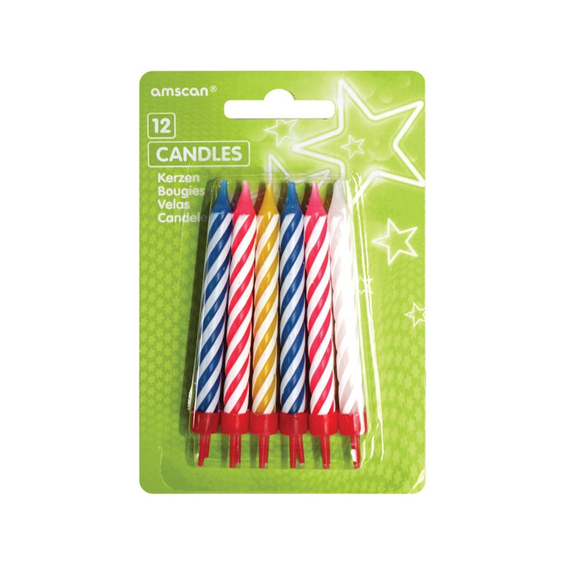 Colour birthday candle set, 12 pcs